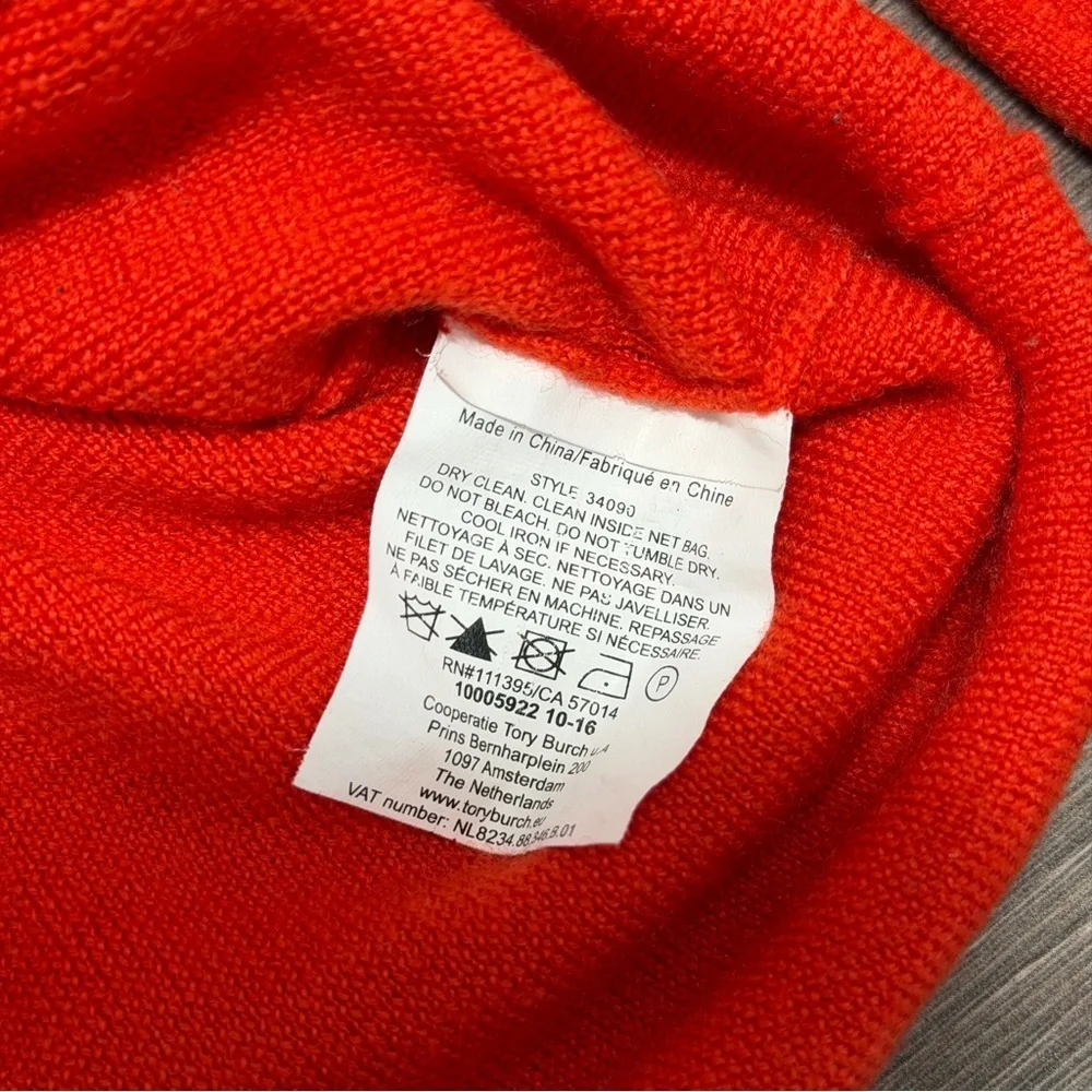 Tory Burch Orange-Red Sweater with Button Details - Picture 5 of 6